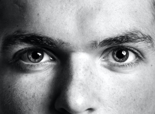 eyes black and white face