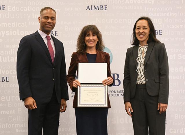 Dr. Brenna Argall (center) inducted to AIMBE College of Fellows
