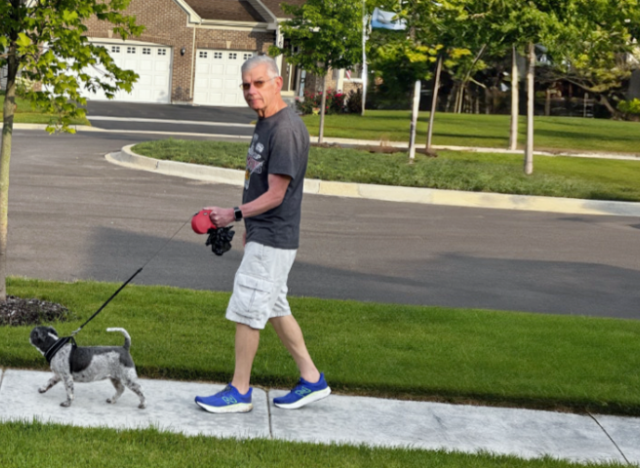 Doug walking his dog