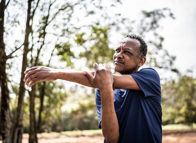 man stretching