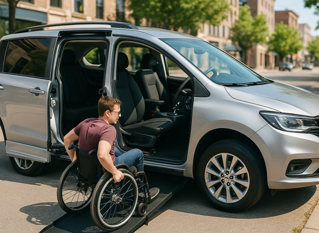 man getting into an accessible van
