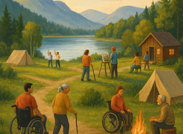 scenic view of people at a campsite
