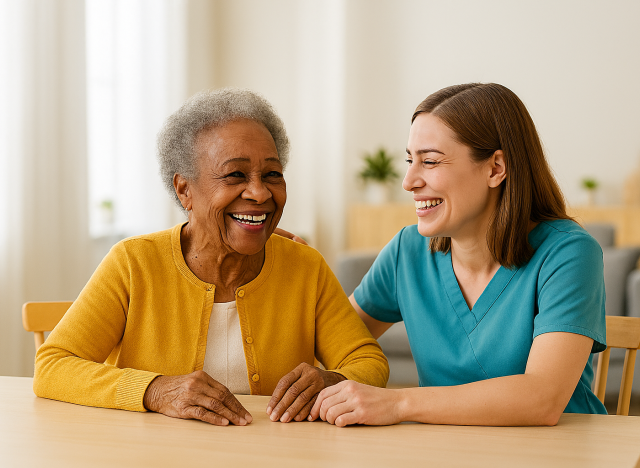 happy women in an assisted living facility