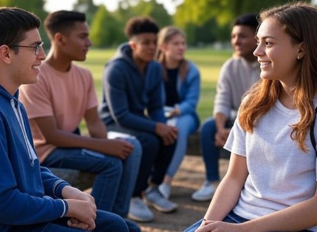 Youths sitting