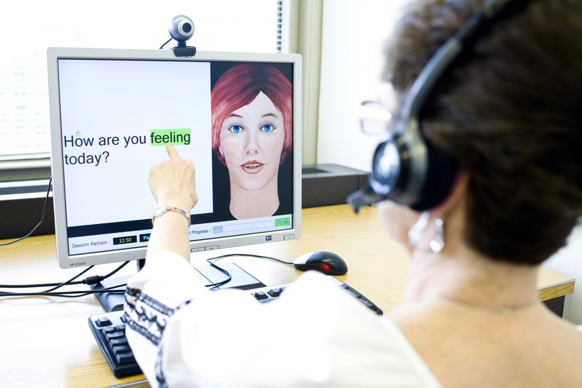 Aphasia patients practice with ORLA, speech software invented at AbilityLab