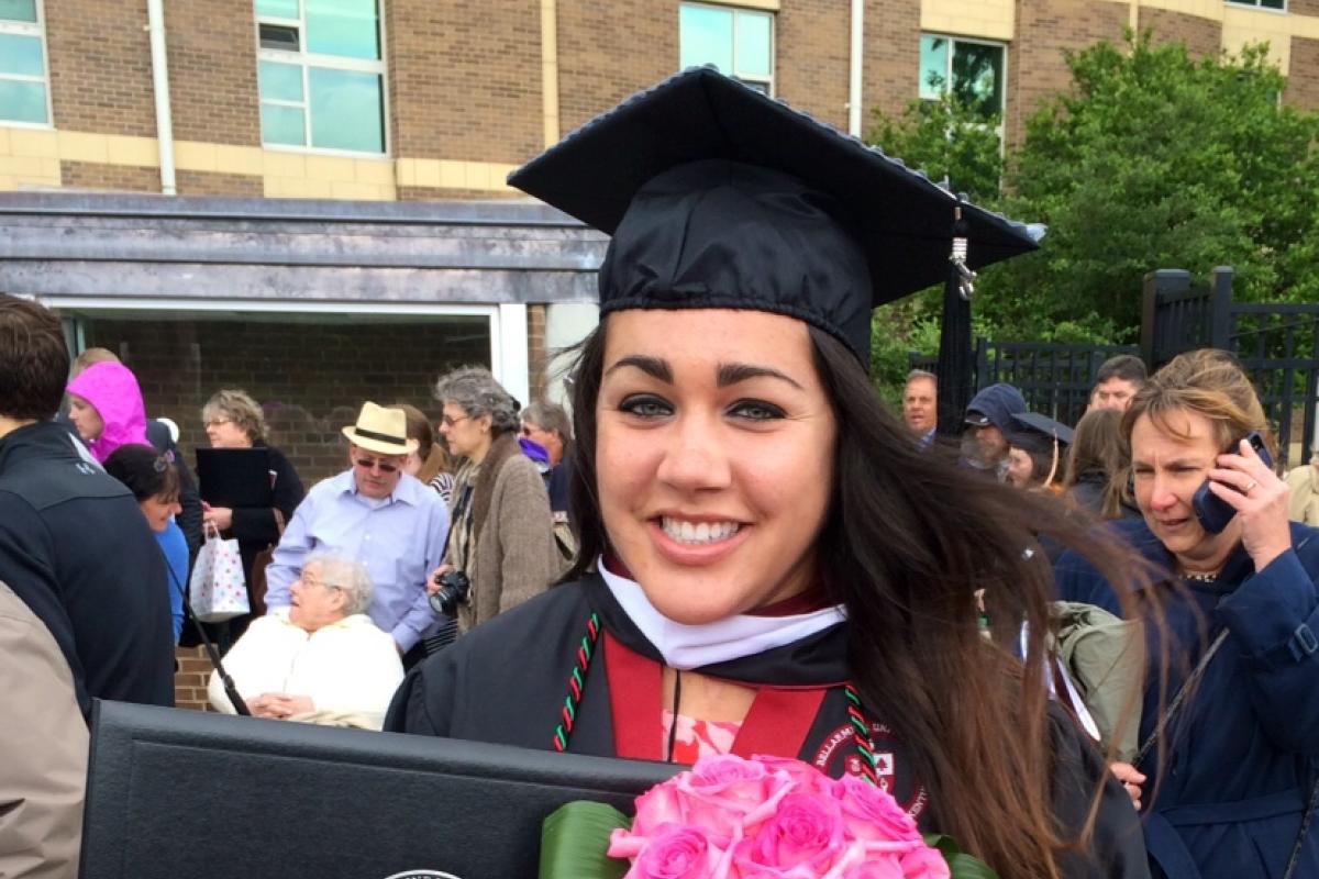 Shannon Thomas at graduation after TBI rehabilitation