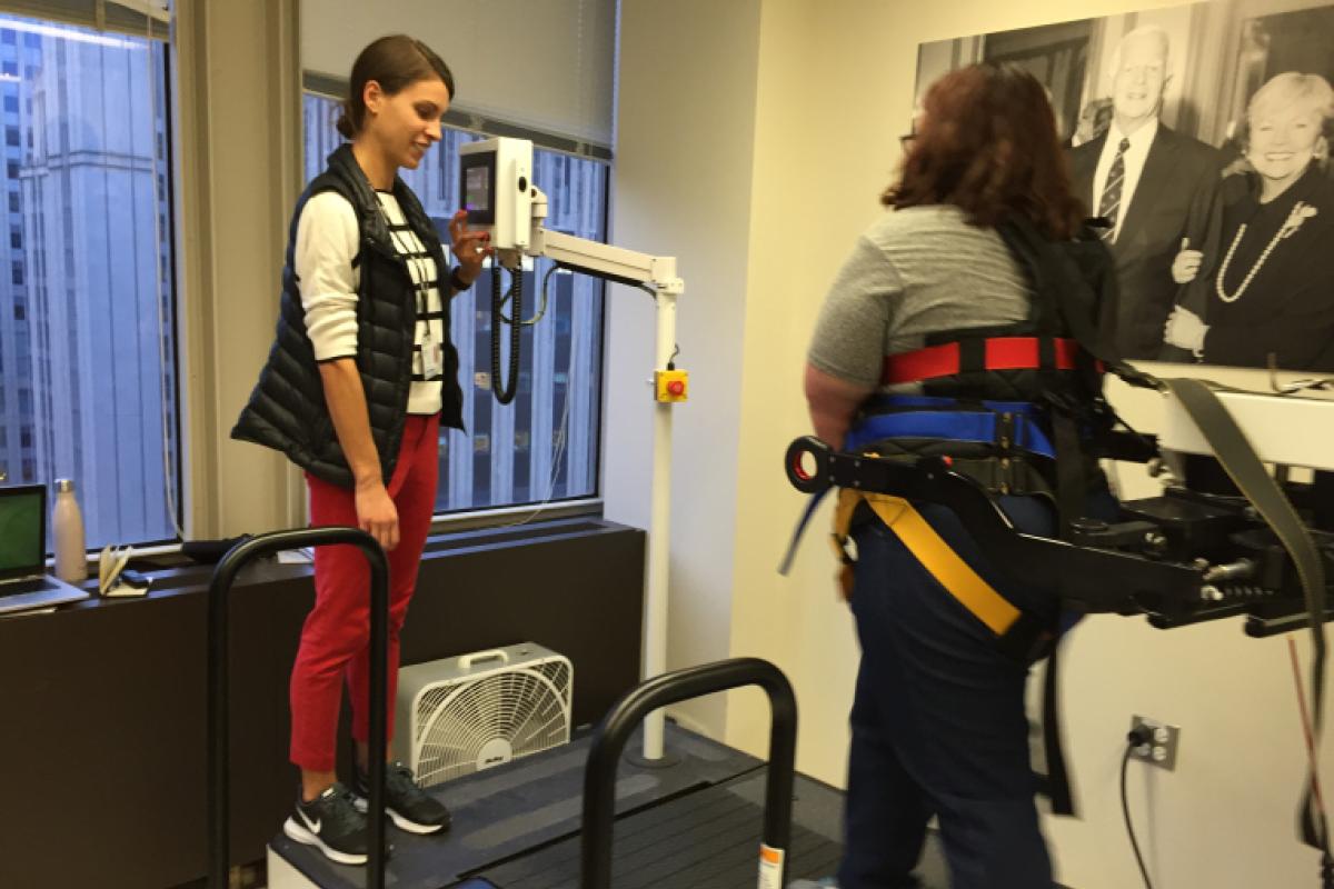 Christine Bowers doing physical therapy