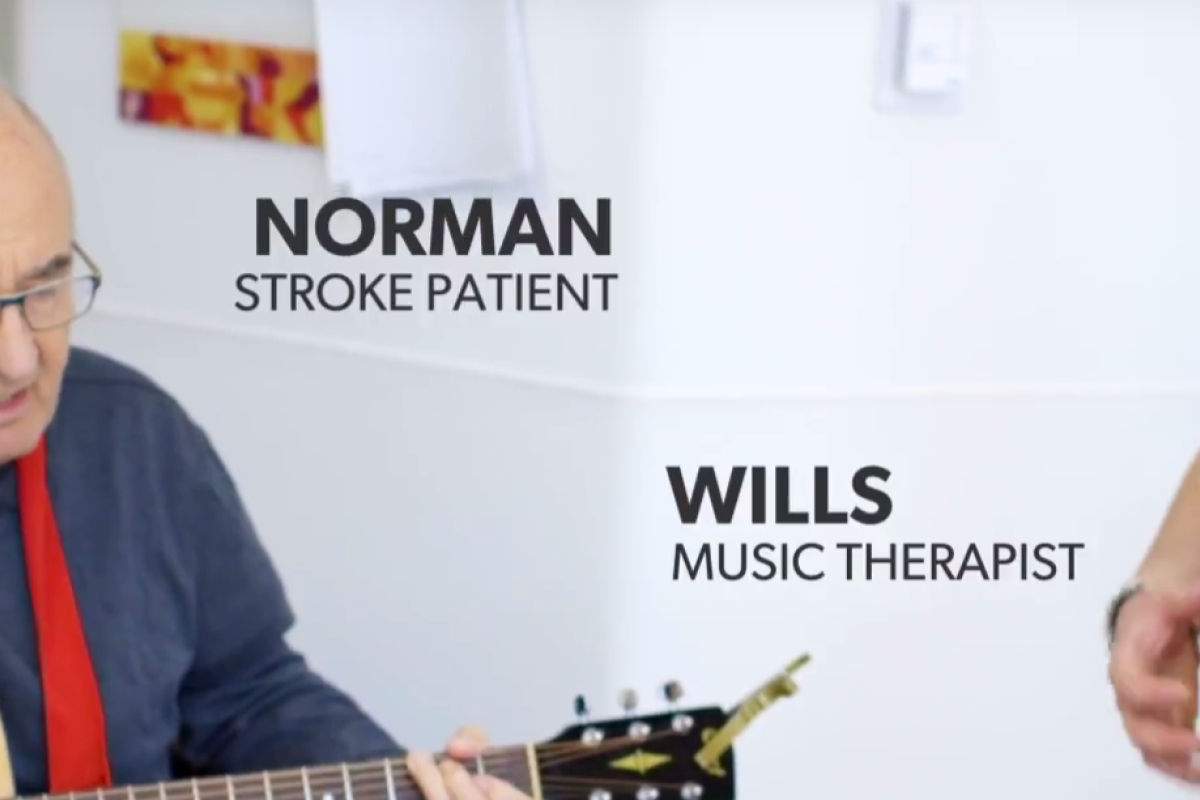 Stroke survivor works on music thearpy