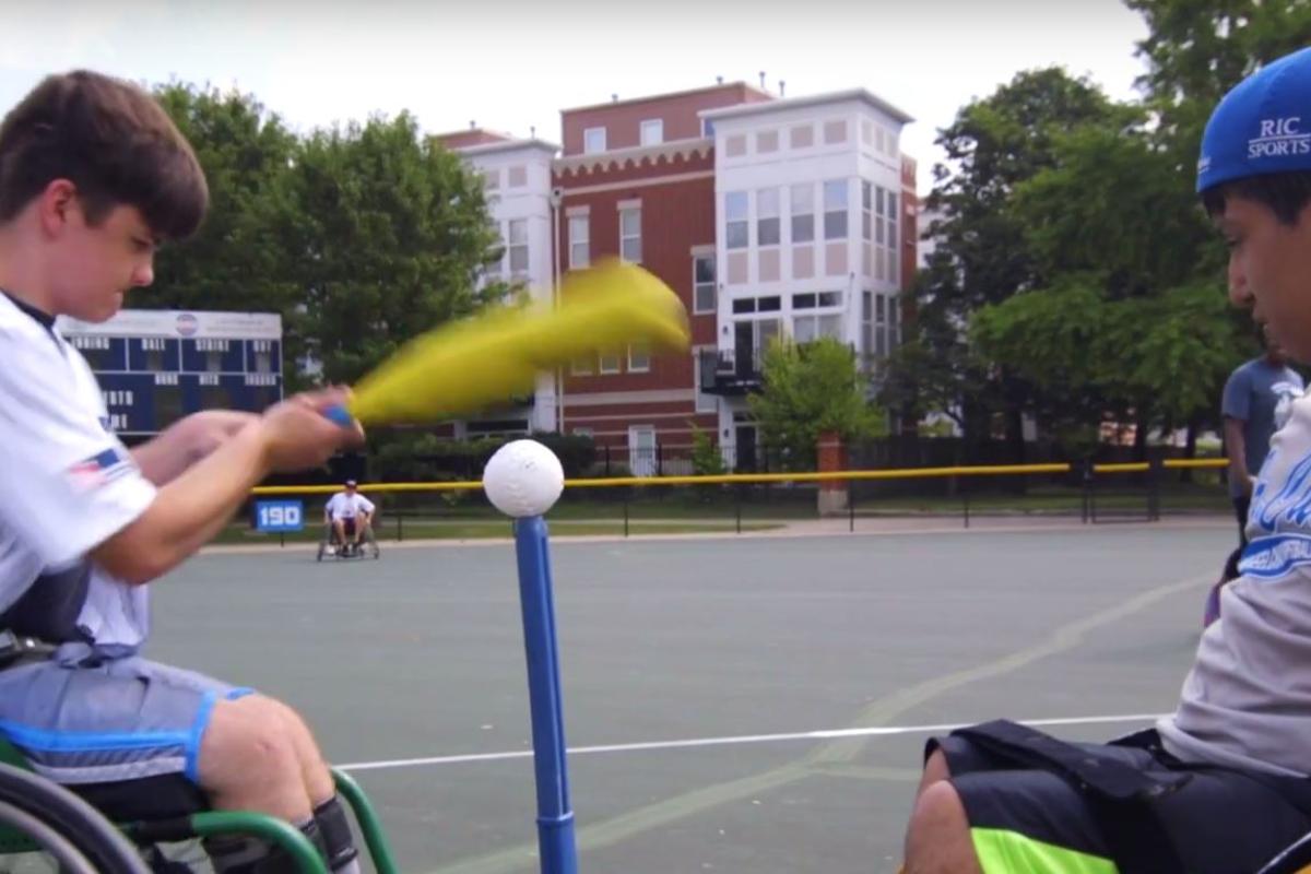 Pediatric patients practice baseball