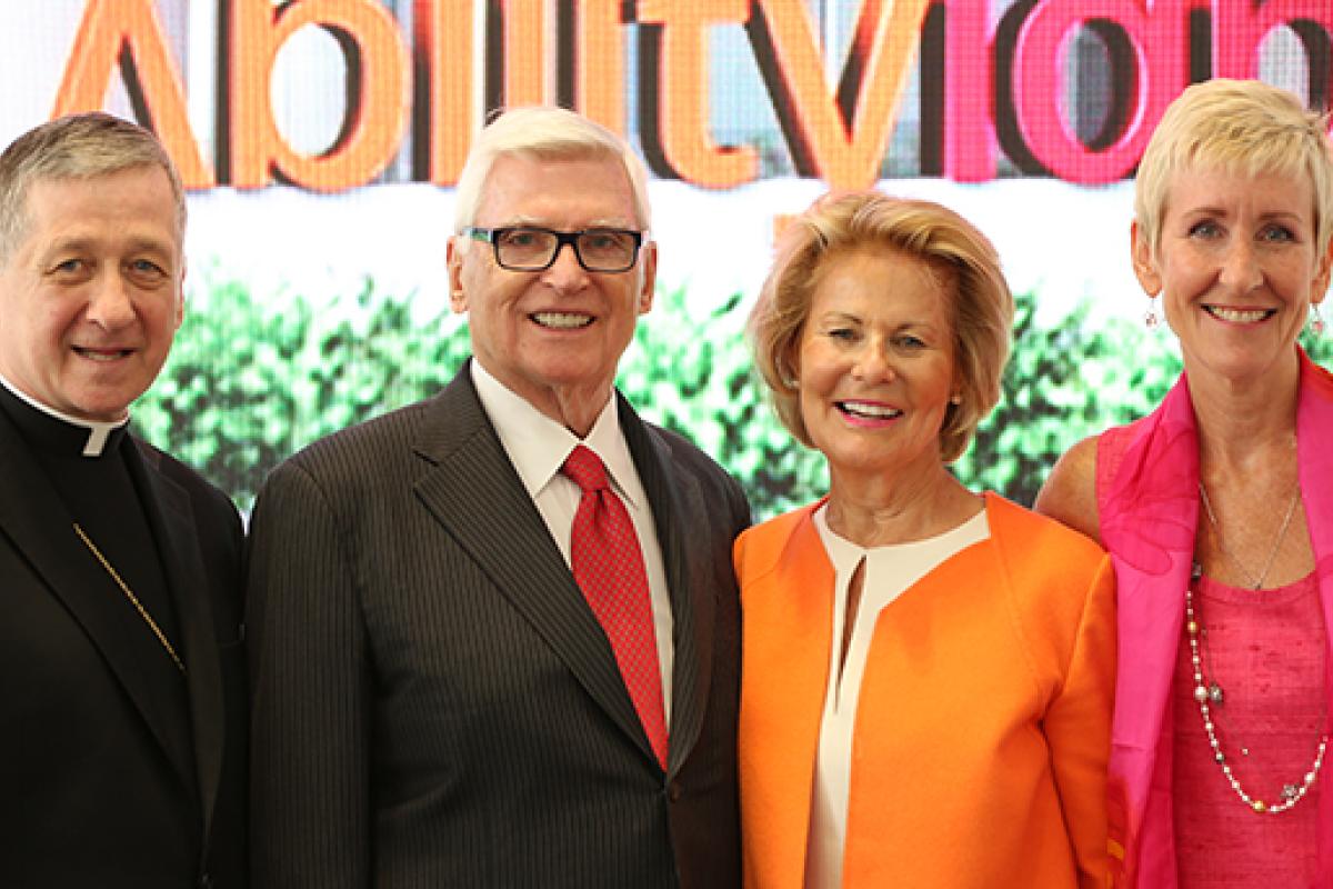 Pat and Shirley Ryan with archbishop Blase J. Cupish, and Joanne C. Smith, MD