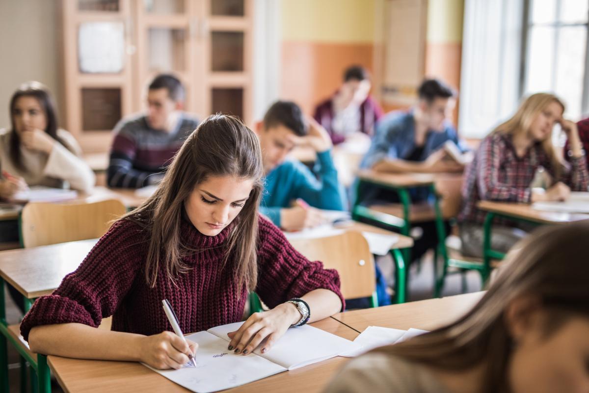 students taking a test