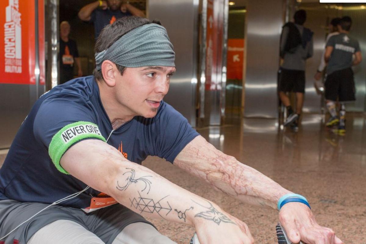 Beau Zanca stretches before  Marathon