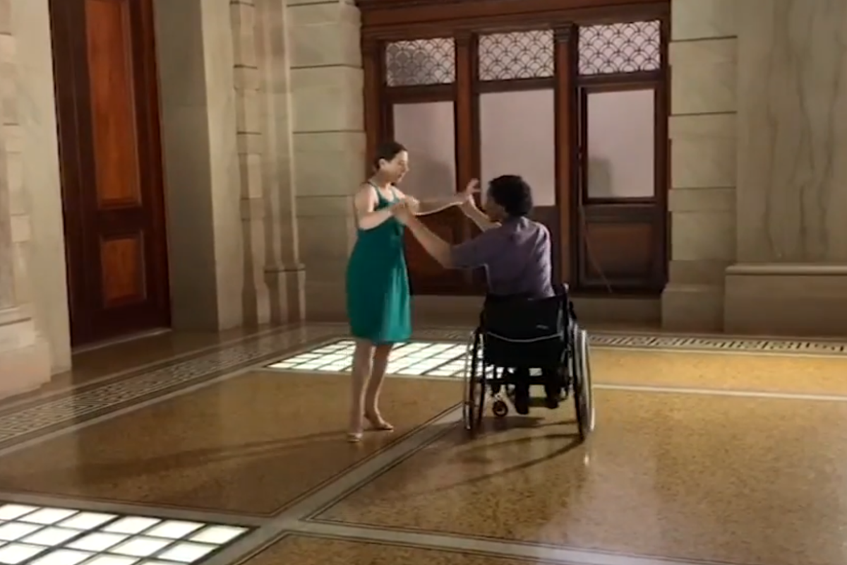 man dancing in wheelchair