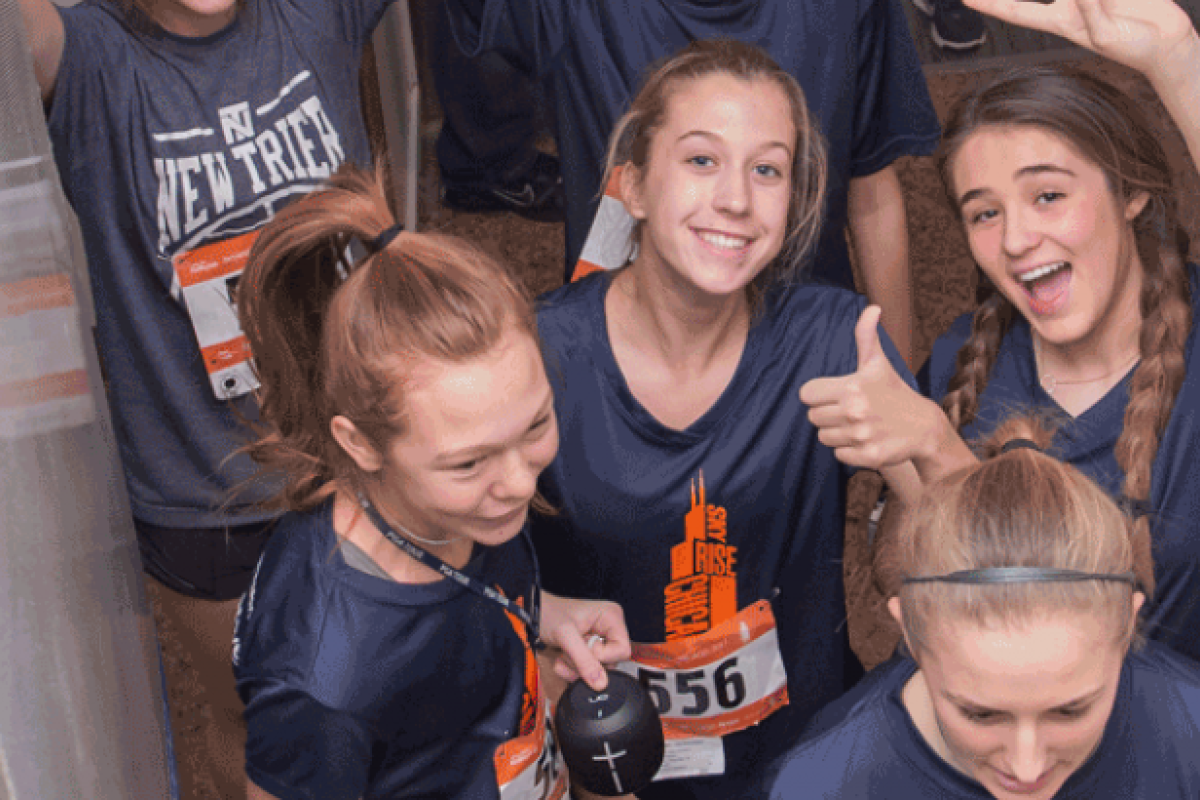Climbers prepare to walk the 103 floors of the Willis Tower