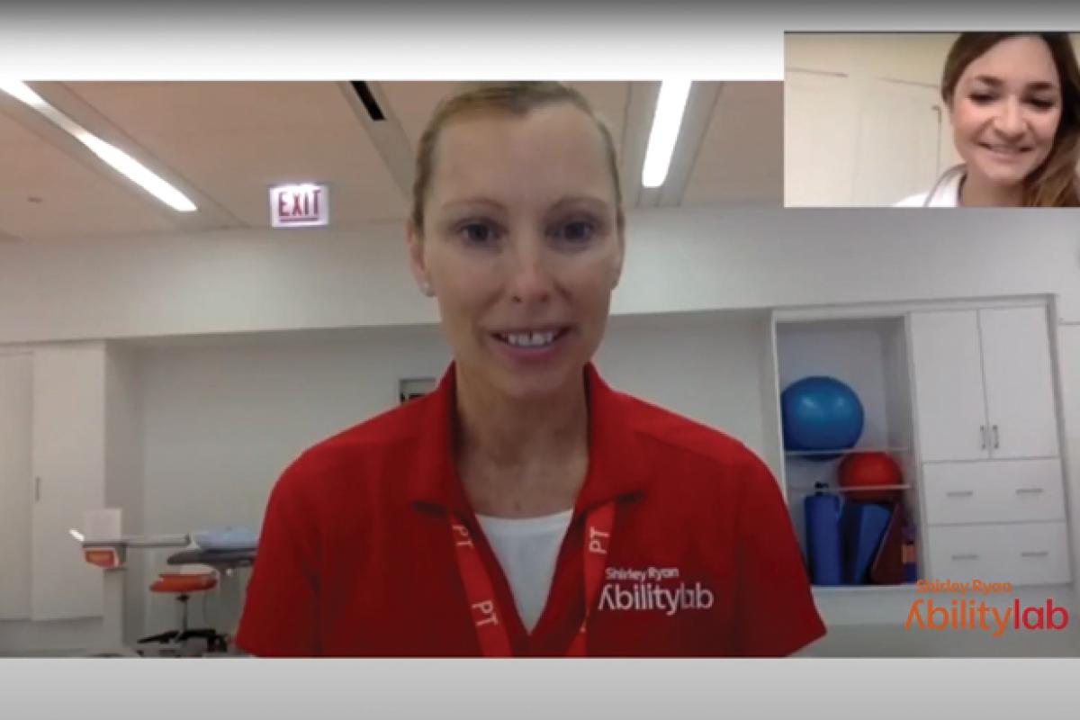 Shirley Ryan AbilityLab therapist meets with patient over telehealth appointment
