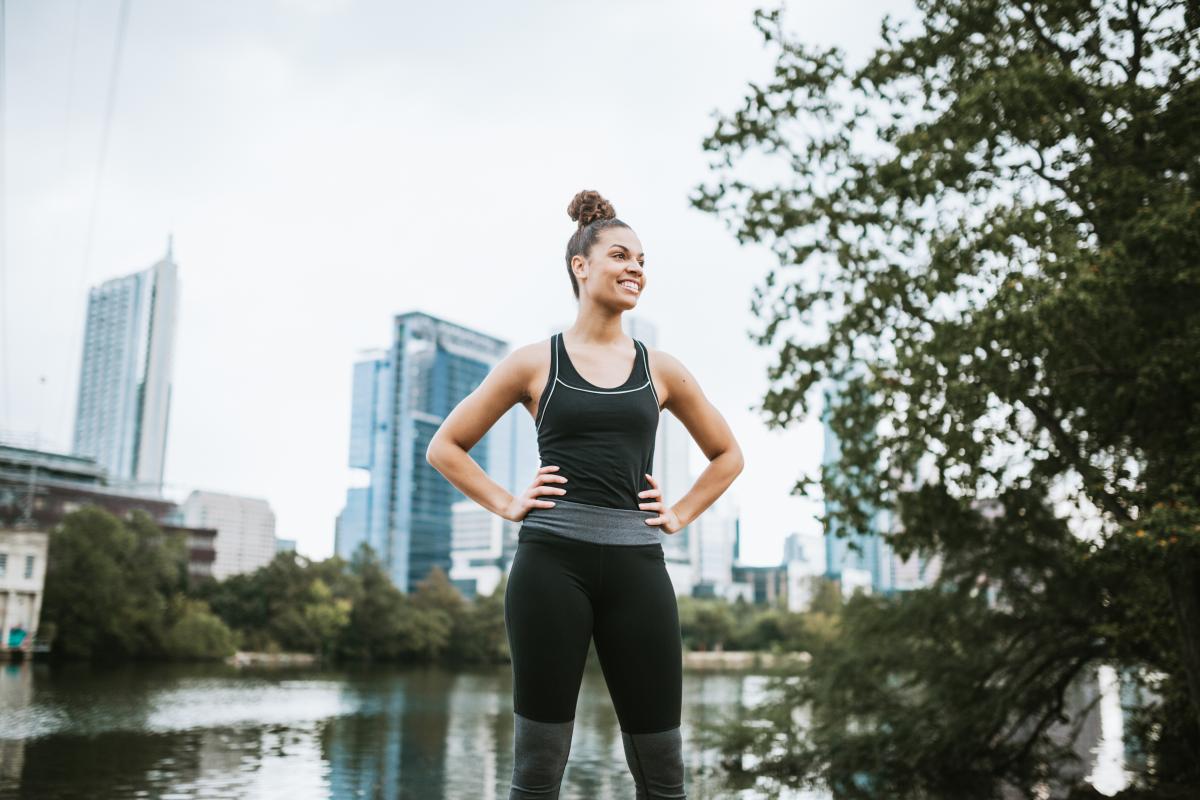 Woman in work out clothes