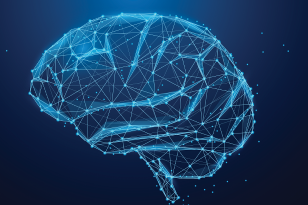 Blue illustration of a brain