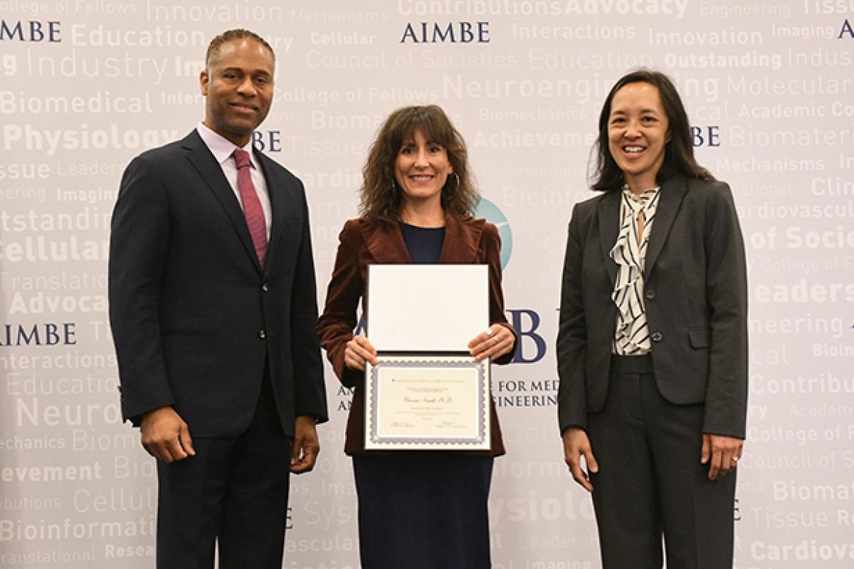 Dr. Brenna Argall (center) inducted to AIMBE College of Fellows