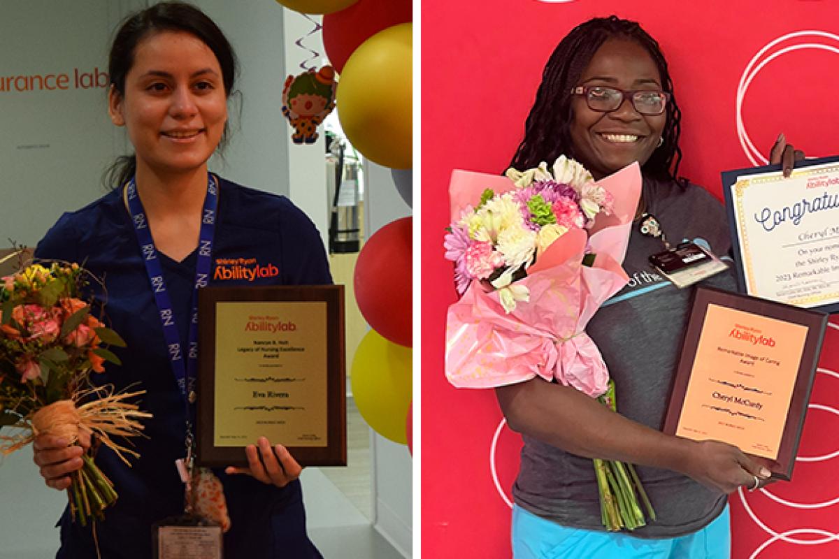 Eva R. and Cheryl M. accept their awards.