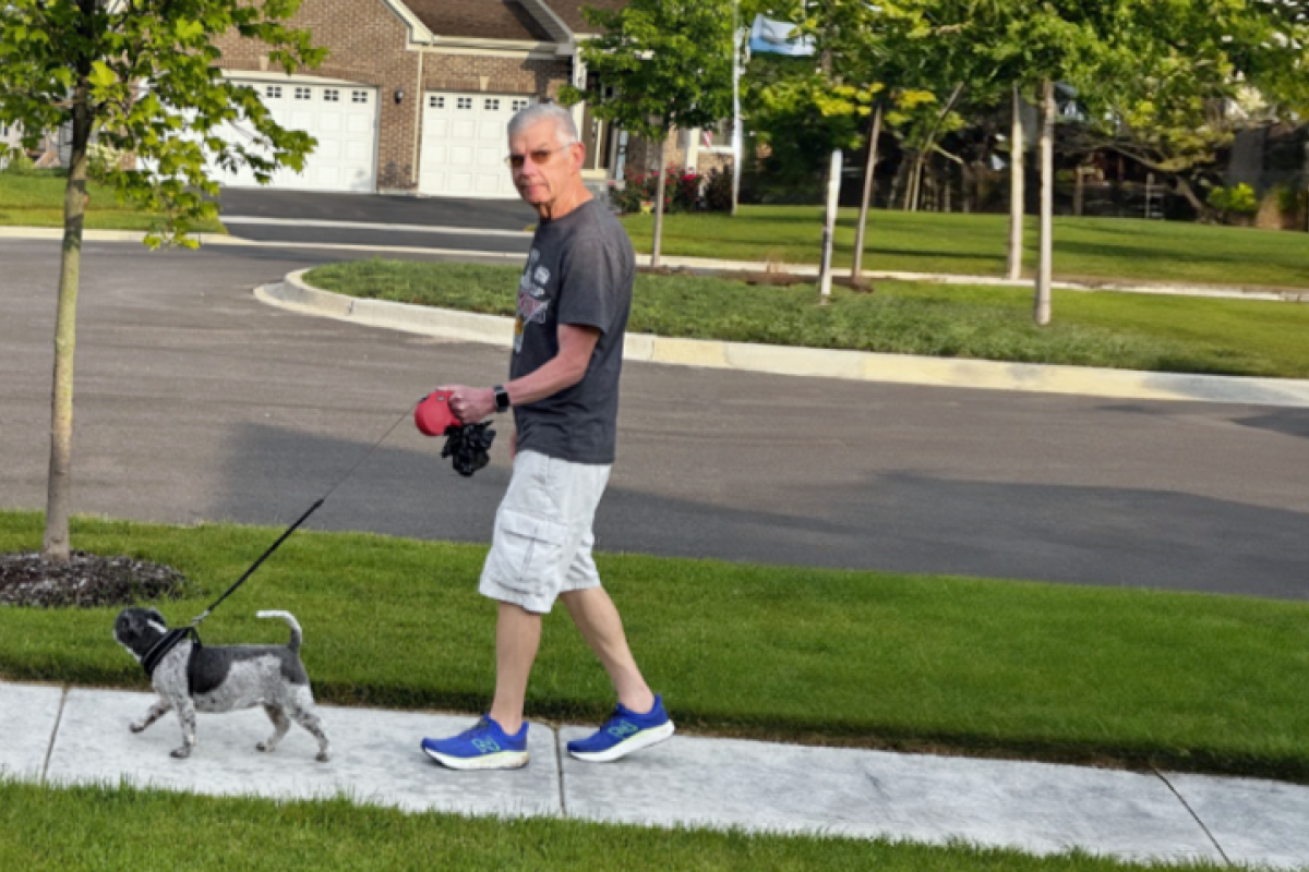 Doug walking his dog
