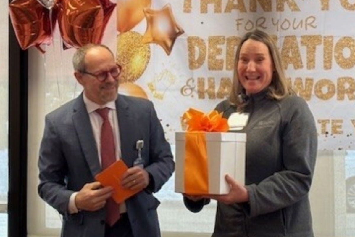 Beth receiving her award