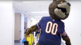 Staley the Bear's mascot visits our pediatric patients