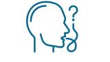 Graphic of a face in profile with a question mark coming out of the mouth