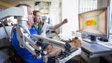 Patient uses technology for stroke rehabilitation